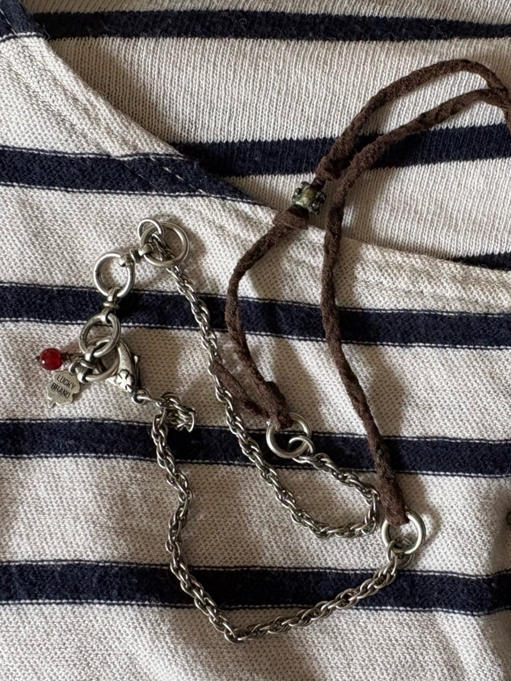 Lucky Brand Turquoise Starburst Pendant on Brown Cord - Picture 6 of 9